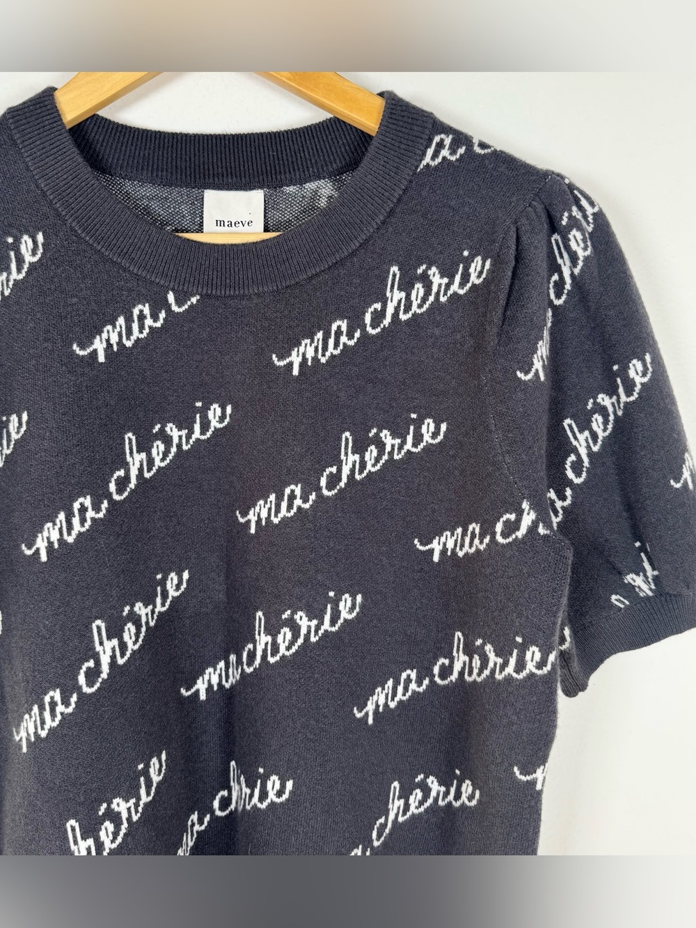 Anthropologie Maeve Maxine ma chérie Puff Sleeve Knit Top Womens Medium Romantic - Picture 2 of 5